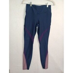 Nike Leggings Womens Size S Small Purple Yoga Pants Gray Swoosh Logo Dri-Fit